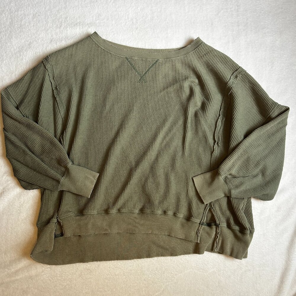 American Eagle Big Hug Crew Neck Waffle Sweatshirt